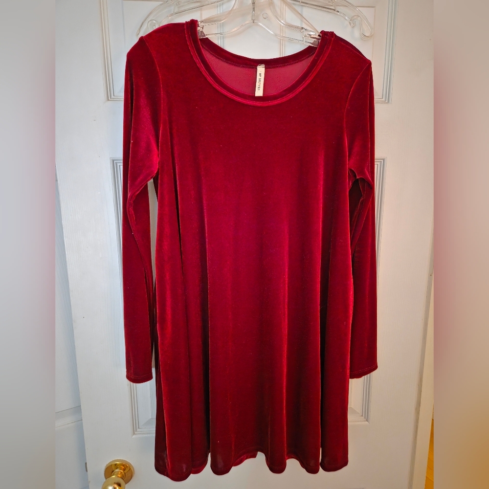 My Beloved Velvet Burgundy Long Sleeve Dress